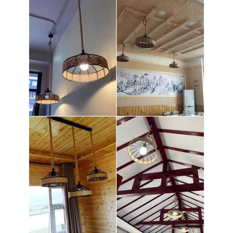 怀旧复古仿古工业风中式民宿餐厅吊灯店铺商用灯罩饭店麻绳灯具,淘宝优惠券,粉丝福利购,淘宝优惠卷