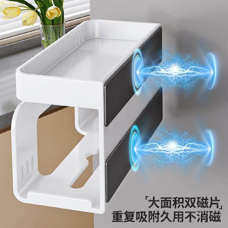 磁吸一次性保鲜膜套收纳盒子厨房免打孔抽取湿纸巾巾多功能置物架,淘宝优惠券,粉丝福利购,淘宝优惠卷