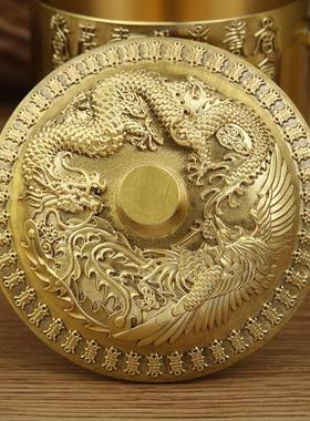 黄铜水杯茶杯办公家居桌面创意收藏铜器礼品小摆件金属工艺品