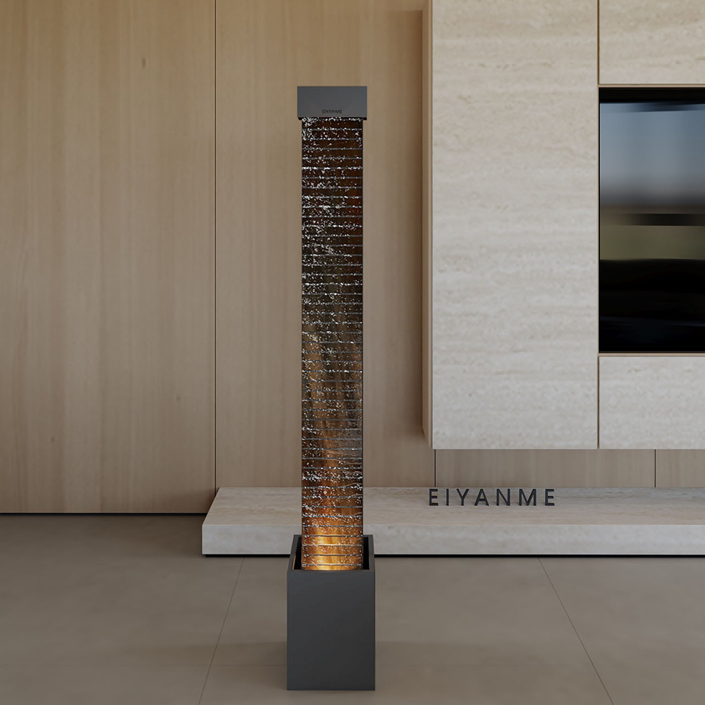 现代流水摆件极简落地大型水幕墙装饰轻奢客厅高级感玄关循环水景,淘宝优惠券,粉丝福利购,淘宝优惠卷