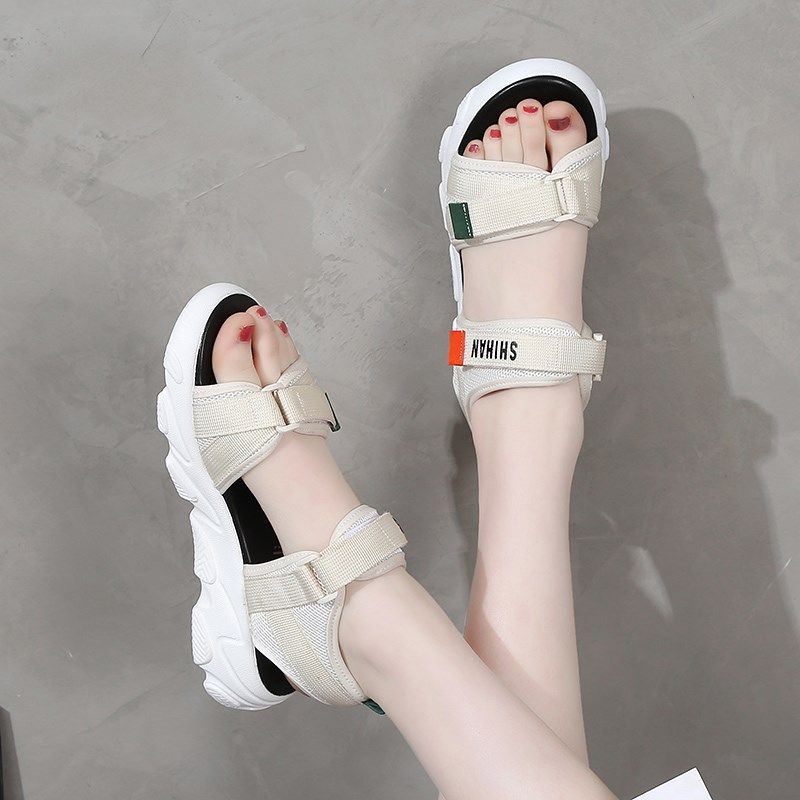 运动凉鞋a女夏2024新款平底防滑学生百搭中跟沙滩鞋脚宽大码41-43,淘宝优惠券,粉丝福利购,淘宝优惠卷