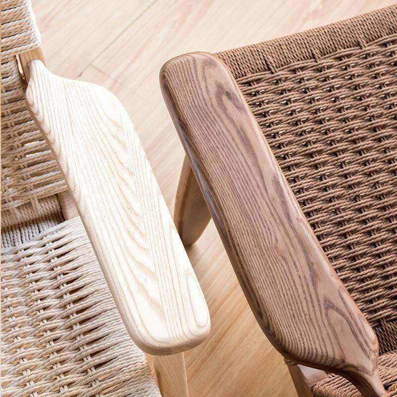 马鞍椅北欧实木复古单人沙发民宿酒店中古绳编折叠椅子靠背椅藤椅,淘宝优惠券,粉丝福利购,淘宝优惠卷