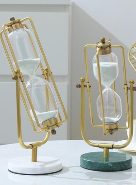 沙漏摆件计时器创意客厅家居金属北欧装饰品办公个性饰品30分钟柜