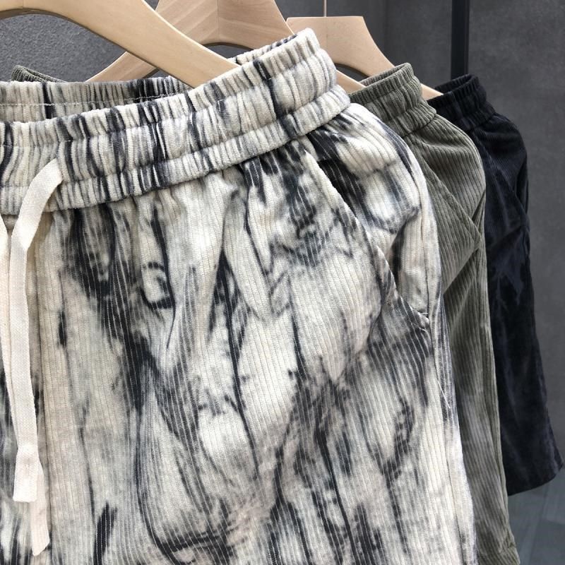 设计感条绒薄款短裤男潮牌休闲五分裤2025夏季男士运动扎染短裤,淘宝优惠券,粉丝福利购,淘宝优惠卷
