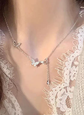 蝴蝶项链女饰品S925纯银轻奢小众