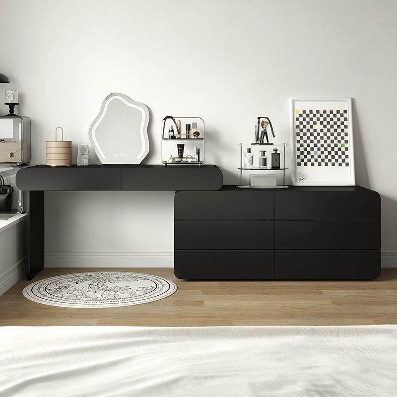 奶油风梳妆台黑色化妆台斗柜一体梳妆台化妆镜卧室梳妆台梳妆凳子,淘宝优惠券,粉丝福利购,淘宝优惠卷