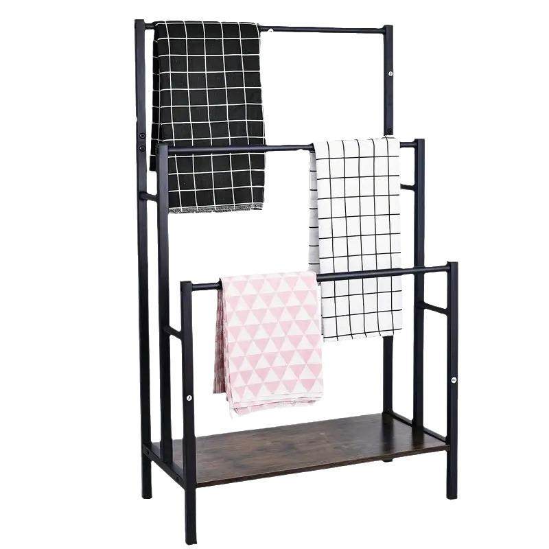跨境热销 金属铁艺浴室落地式置物架 现代简约带搁板三层毛巾支架,淘宝优惠券,粉丝福利购,淘宝优惠卷