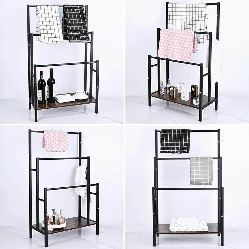 跨境热销 金属铁艺浴室落地式置物架 现代简约带搁板三层毛巾支架,淘宝优惠券,粉丝福利购,淘宝优惠卷