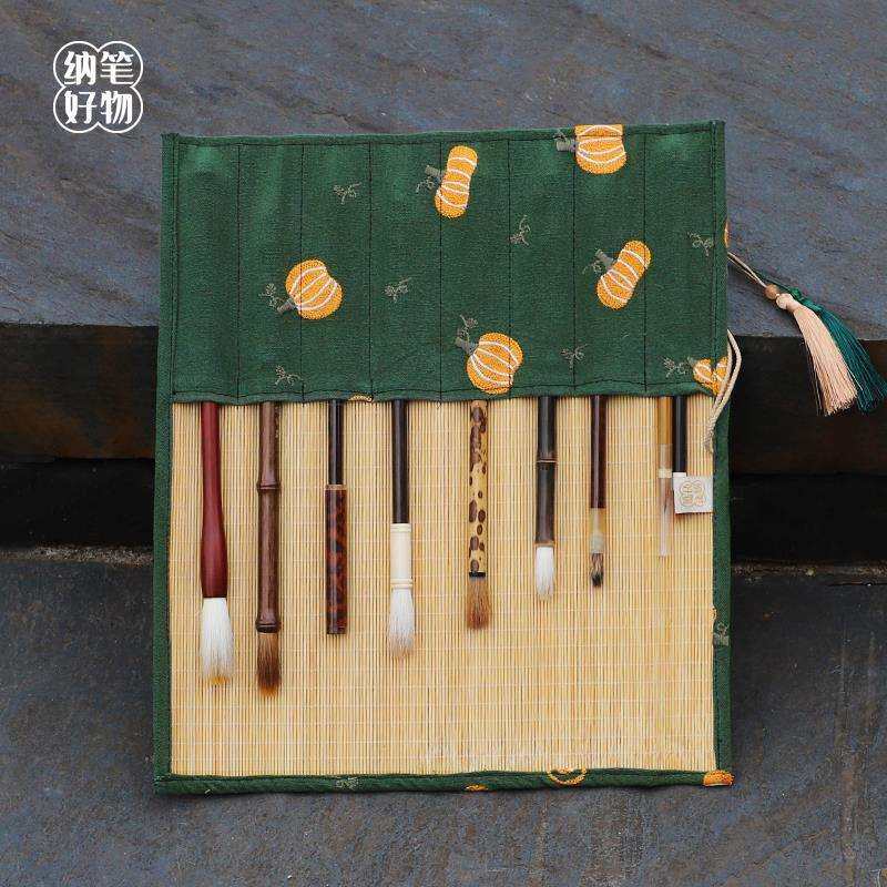 【福禄】手工刺绣精致笔帘卷笔袋毛笔便携收纳袋大容量送礼收纳用,淘宝优惠券,粉丝福利购,淘宝优惠卷