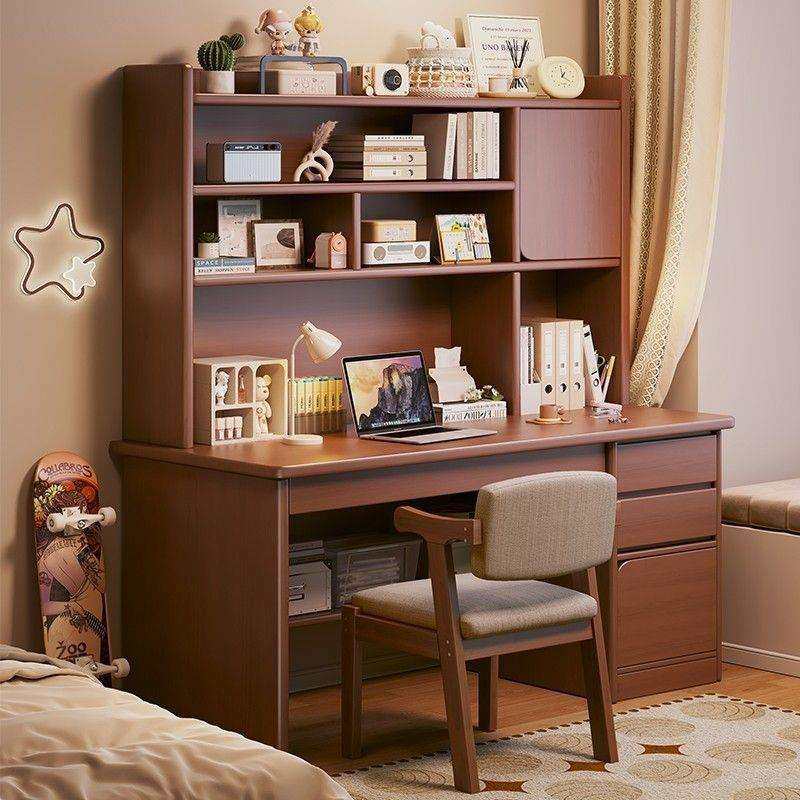 电脑桌子书桌书柜一体桌学习桌家用电竞桌实木台式写字台桌椅整套,淘宝优惠券,粉丝福利购,淘宝优惠卷