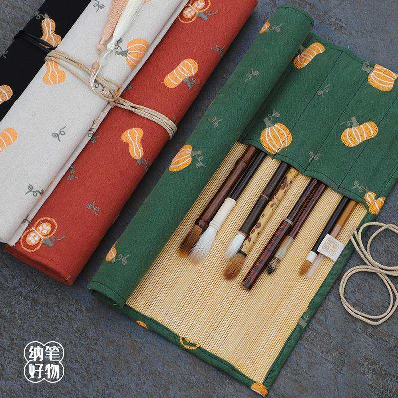 【福禄】手工刺绣精致笔帘卷笔袋毛笔便携收纳袋大容量送礼收纳用,淘宝优惠券,粉丝福利购,淘宝优惠卷
