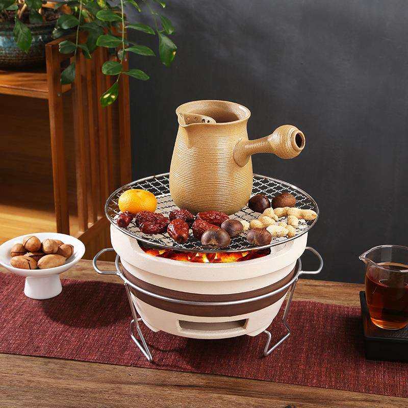 围炉煮茶家用室内老式炭炉家用打边炉泥碳炉户外烧烤陶土烤茶茶壶,淘宝优惠券,粉丝福利购,淘宝优惠卷