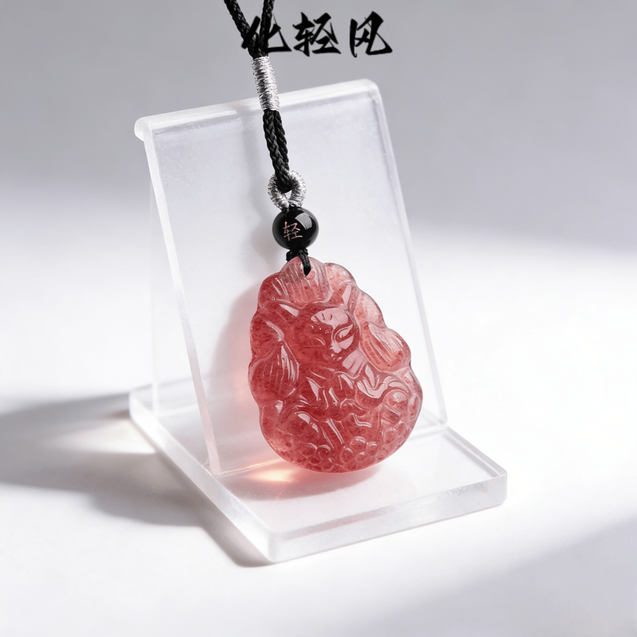 化轻风草莓晶九尾吊坠男女小众设计守爱情增魅力天然粉晶狐狸女士,淘宝优惠券,粉丝福利购,淘宝优惠卷