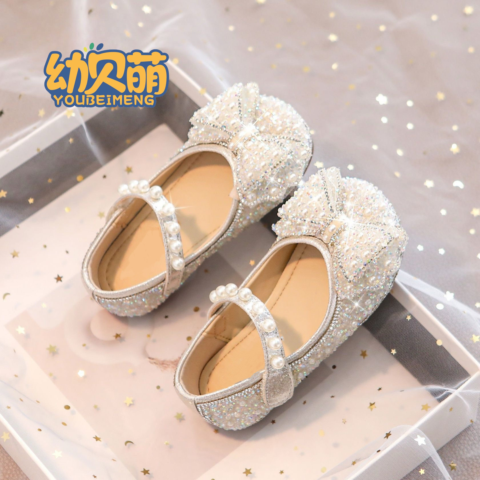 幼贝萌女童公主鞋2025春秋新款儿童水晶鞋皮鞋女孩软底演出鞋单鞋,淘宝优惠券,粉丝福利购,淘宝优惠卷