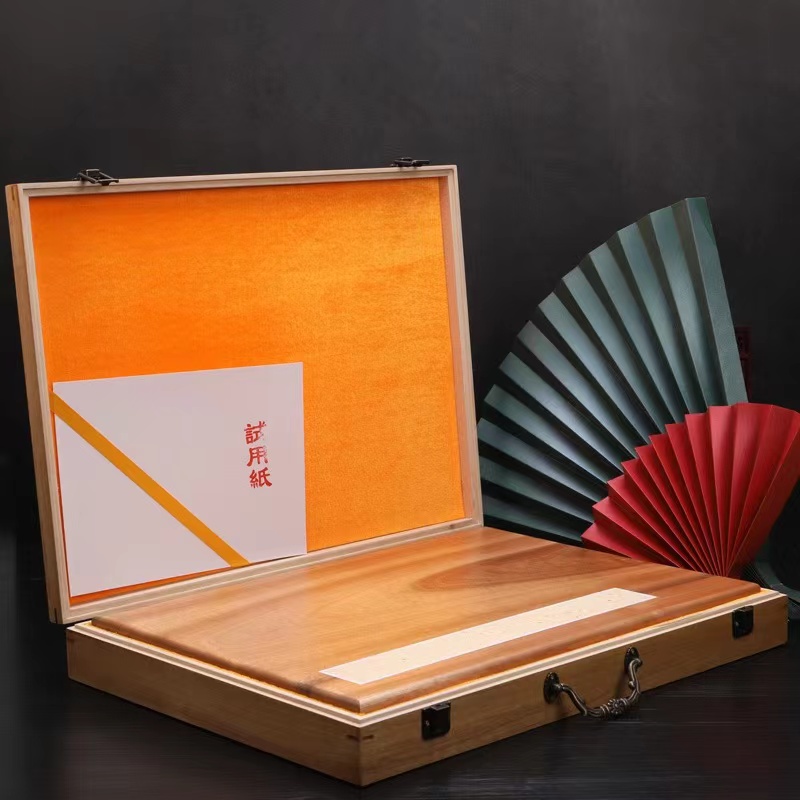 香樟木礼盒装空白宣纸册页手工檀皮生宣纸初学者半生熟毛笔书法绘画国画写意花鸟山水画册熟宣工笔画小楷折页 - 图0