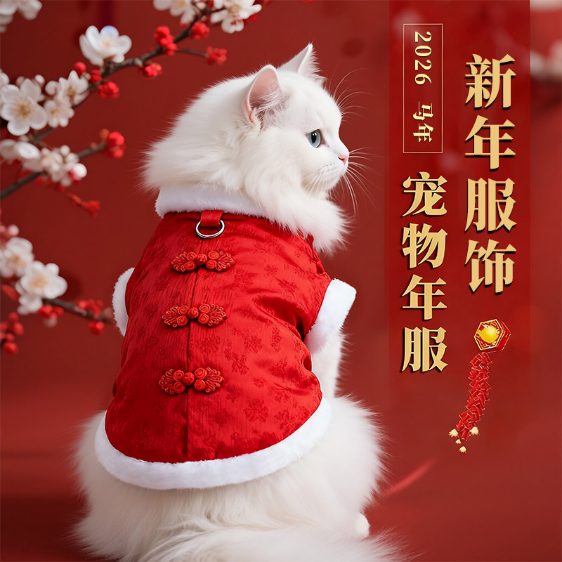 狗狗衣服秋冬季喜庆拜年服装盘扣马甲可爱保暖加绒可牵引泰迪比熊,淘宝优惠券,粉丝福利购,淘宝优惠卷