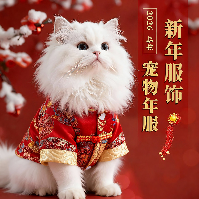 狗狗衣服加厚新年红色唐装比熊冬季保暖喜庆拜年猫咪狗狗过年服装,淘宝优惠券,粉丝福利购,淘宝优惠卷