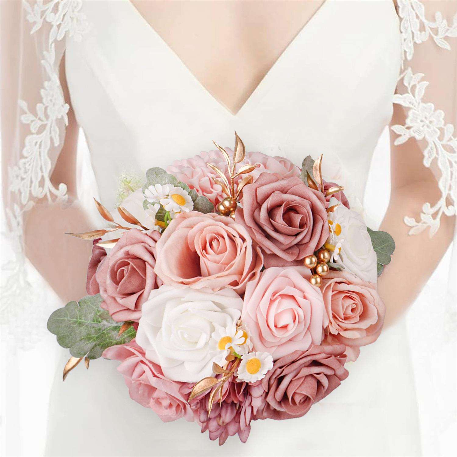 新娘伴娘手捧花新娘高级感仿真花束成品拍摄道具假花人造花束仿真 - 图2