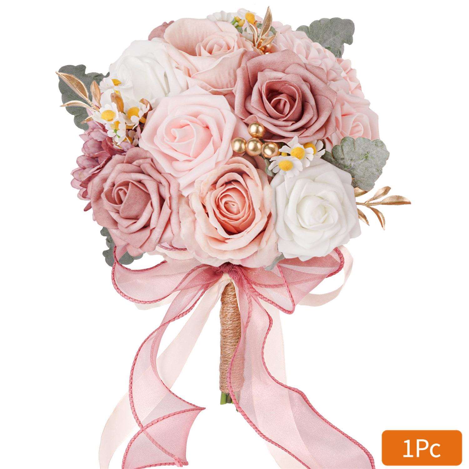 新娘伴娘手捧花新娘高级感仿真花束成品拍摄道具假花人造花束仿真 - 图0