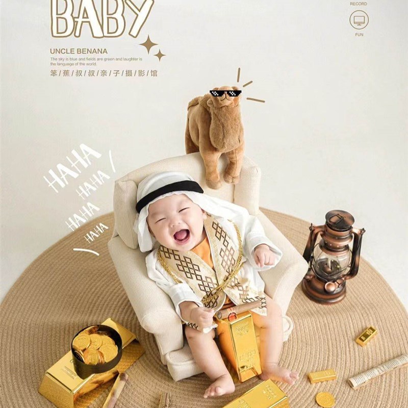 极速中东服装f儿童卡塔尔王子迪拜万圣节演出服阿拉伯阿联酋阿拉 - 图2