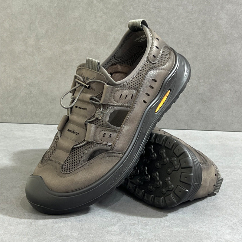 包头凉鞋男夏季透气2025新款男士包头洞洞鞋真皮防滑休闲沙滩凉鞋,淘宝优惠券,粉丝福利购,淘宝优惠卷