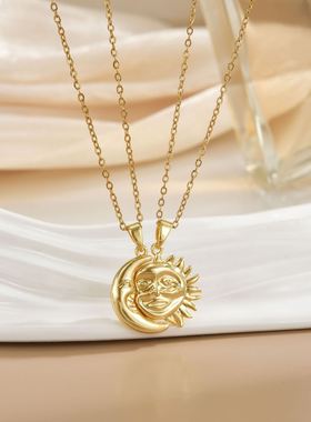 闺蜜小挂件二人磁吸磁吸太阳月亮情侣款项链时尚百搭高级感闺蜜礼