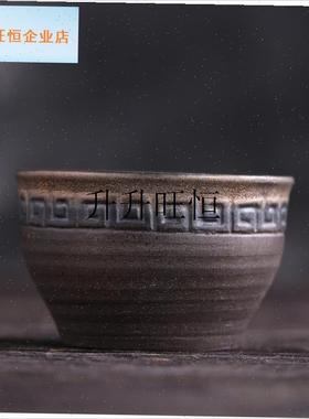 式茶室茶馆博古架m摆件展厅家居覆古茶架粗陶功夫茶杯组合搭配,