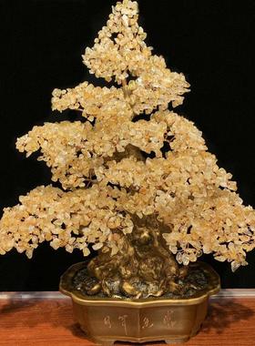 天然黄水晶大号橄榄招财发财摇钱树摆件家居客厅店铺公司开业礼品