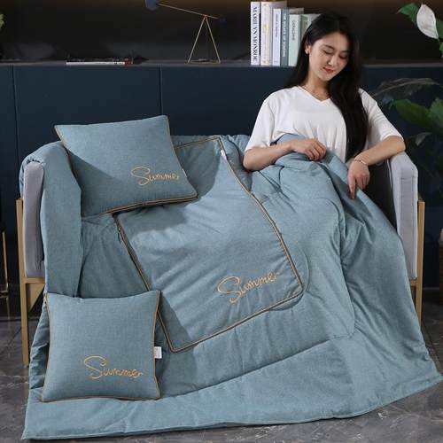 车载细麻抱枕毯子两用新款高档加厚汽车用枕头被子二合一四季通用 - 图0