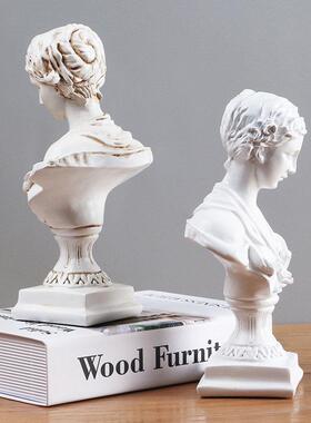 复古维纳斯雕塑摆件欧式做旧人物雕像工艺品石膏人像书柜小摆设