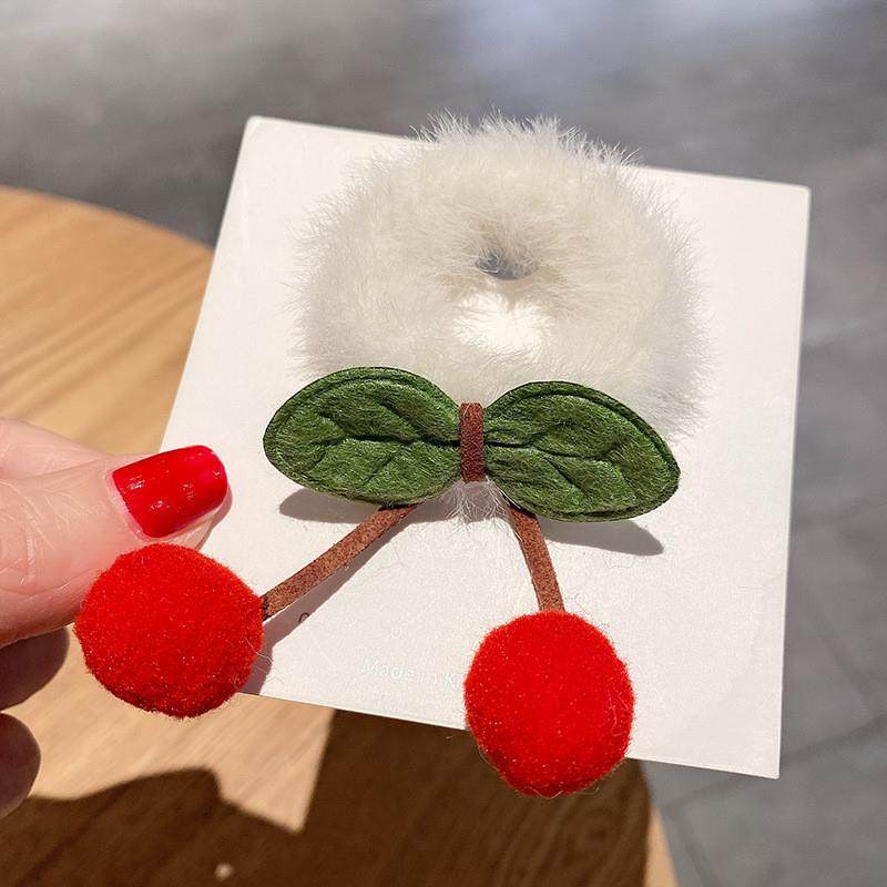 新款毛绒儿童毛巾圈发圈毛球樱桃发绳高弹力扎头发皮筋头绳女发饰,淘宝优惠券,粉丝福利购,淘宝优惠卷