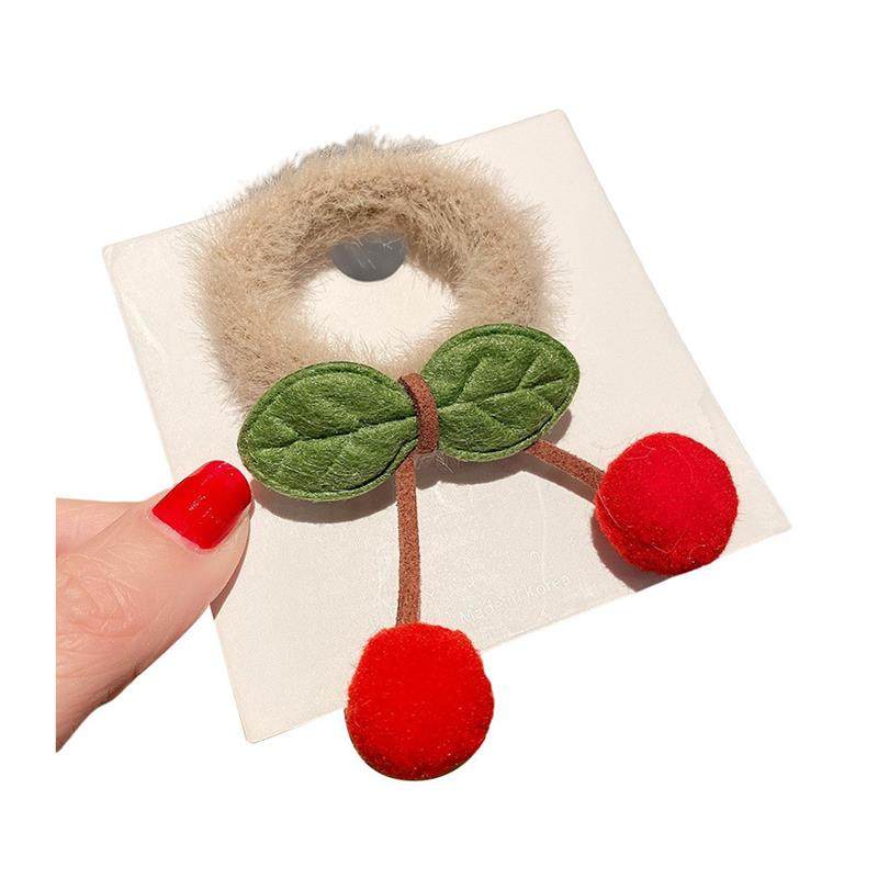 新款毛绒儿童毛巾圈发圈毛球樱桃发绳高弹力扎头发皮筋头绳女发饰,淘宝优惠券,粉丝福利购,淘宝优惠卷