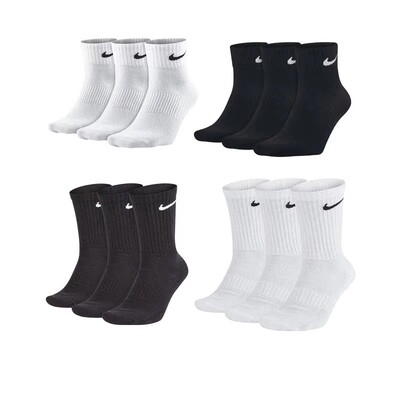 酷动城运动纯棉袜子舒适休闲中筒长筒袜透气吸汗训练黑白袜情侣B