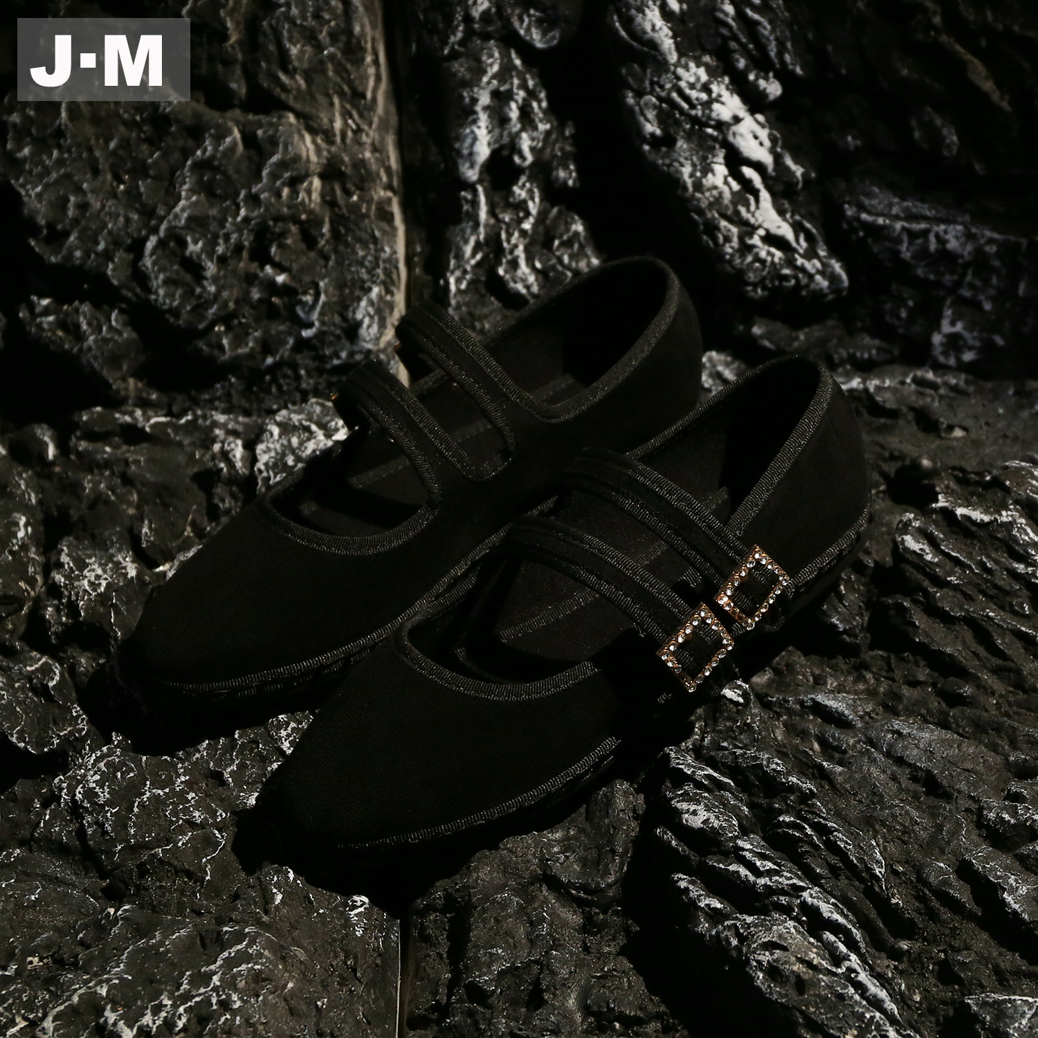 J·M（服装鞋帽）复古风黑色绒面玛丽珍鞋女一字扣带平底百搭单鞋,淘宝优惠券,粉丝福利购,淘宝优惠卷