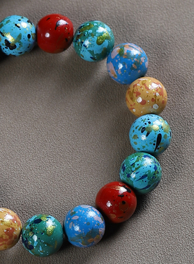 极速福州b大漆珠手串满螺钿佛珠女士手链非遗国风艺术礼品DIY手工