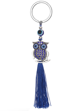 极速Zircoen Turkish Blue Eye Owl Animal Tassel Keychain Keyr