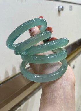 极速手镯冰种玉髓玛瑙油t款玉镯女青色镯子玉石翡翠细天然青圆条