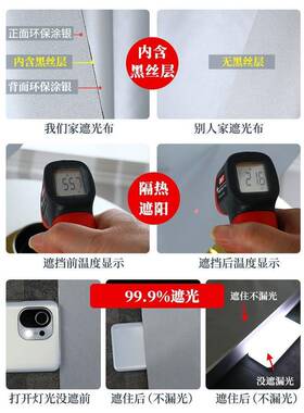 遮光窗帘成品遮光布神器2024新款出租房卧室阳台防晒隔热遮阳布