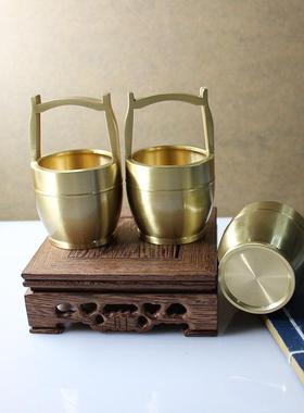 黄铜一桶金招米小铜器铜工艺品摆件纯铜水桶会销礼品金属地摊