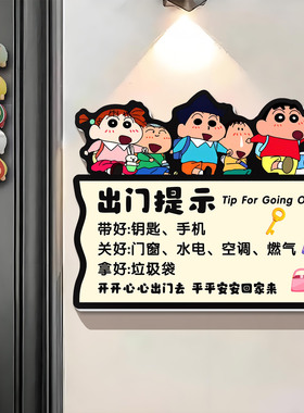 卡通蜡笔小新门牌出门提示贴