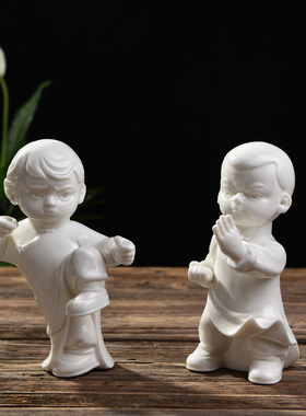 新品东方泥e土功夫小子人物摆件德化白瓷雕塑艺术品创意客厅隔断