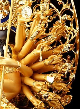 极速宝成a佛具台湾纯铜鎏金千手千眼观音 佛像 千手观音佛像 家用