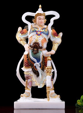 极速石雕汉白玉彩绘n韦陀佛像家用 供奉 韦陀伽蓝佛像韦驮护法