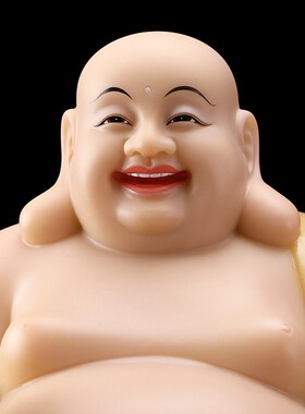 极速宝成佛具石雕汉白玉黄玉镶x金大肚弥勒佛像 供奉 家用笑佛摆