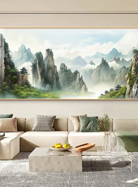 新品迎客松挂画现代简约客厅沙发背景墙装L饰画大气办公室酒店房
