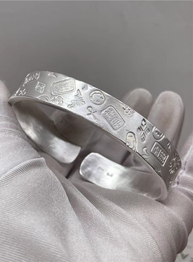 纯银工匠佰福缘吉言手镯足