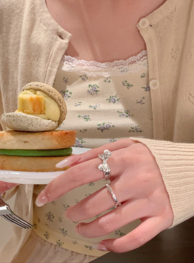 时髦简约蝴蝶素圈戒指女小