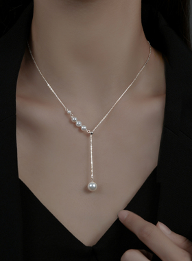 纯银珍珠项链女夏2024年新款轻奢小众设计感百搭款锁骨链颈链