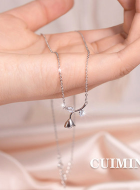 玫瑰交响纯银项链女女简约闪钻微镶设计感气质高级感锁骨链吊坠