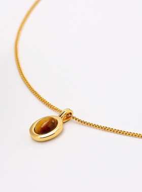 简约百搭小众设计虎眼石项链